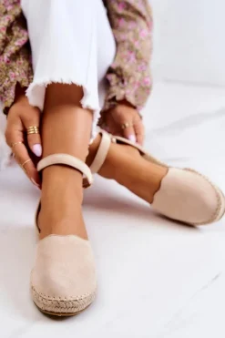 Damskie Evento Damskie Espadryle Na Sprzączkę Jasnobeżowe Bonetti