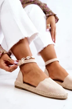 Damskie Evento Damskie Espadryle Na Sprzączkę Jasnobeżowe Bonetti