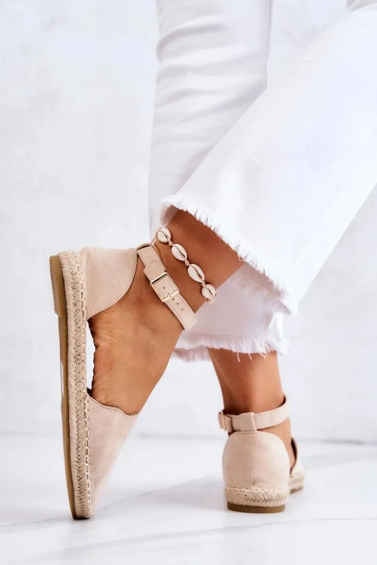 Damskie Evento Damskie Espadryle Na Sprzączkę Jasnobeżowe Bonetti