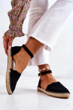 Best Evento Damskie Espadryle Na Sprzączkę Czarne Bonetti