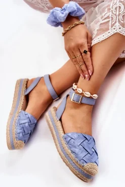 Boto Sandały Płaskie|Czarne Espadryle*Damskie Espadryle Sandały Na Platformie Niebieskie Susane