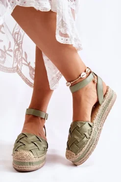 Boto Sandały Płaskie|Czarne Espadryle*Damskie Espadryle Sandały Na Platformie Zielone Susane