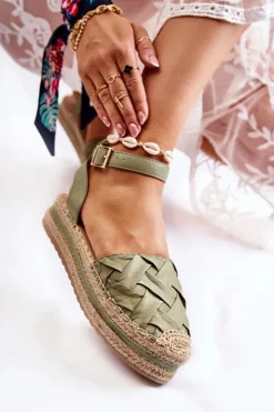 Boto Sandały Płaskie|Czarne Espadryle*Damskie Espadryle Sandały Na Platformie Zielone Susane