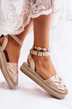 Clearance Boto Damskie Espadryle Sandały Na Platformie Beżowe Susane