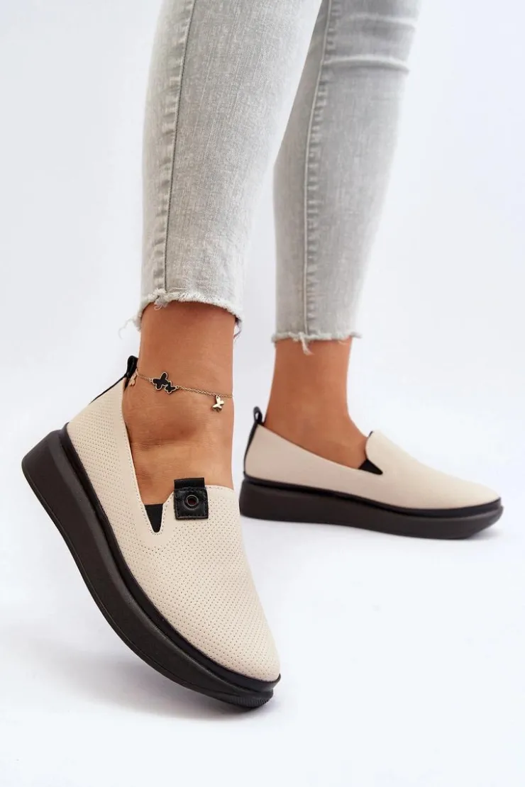 Damskie Buty damskie Vinceza Damskie Espadryle Skórzane Na Platformie Beżowe Tigera