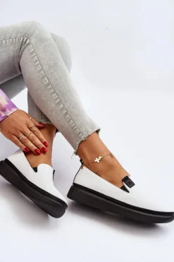 Buty damskie Vinceza Espadryle Na Platformie*Damskie Espadryle Skórzane Na Platformie Białe Tigera