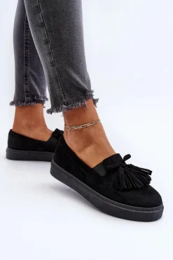 Damskie Boto Damskie Espadryle Z Frędzlami Czarne Elorvia