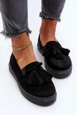 Damskie Boto Damskie Espadryle Z Frędzlami Czarne Elorvia