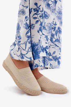 Buty damskie Vinceza Espadryle Na Platformie*Damskie Espadryle Z Plecionką Vinceza 13624 Beżowe Beżowy
