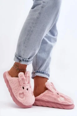 Damskie Boto Damskie Futrzane Kapcie Z Króliczkiem Różowe Naveritte