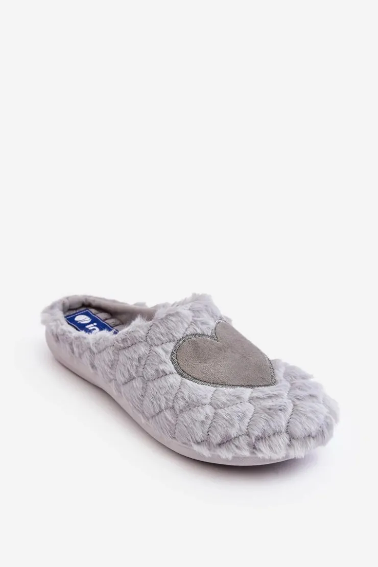 Best INBLU Damskie Futrzane Obuwie Domowe Kapcie EC000099 Szare