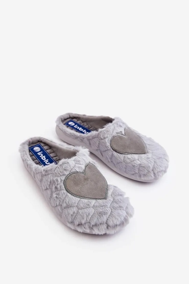 Best INBLU Damskie Futrzane Obuwie Domowe Kapcie EC000099 Szare