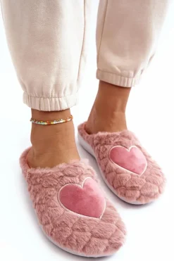 INBLU Kapcie Klasyczne|Klapki Damskie Klasyczne*Damskie Futrzane Obuwie Domowe Kapcie EC000099 Różowe