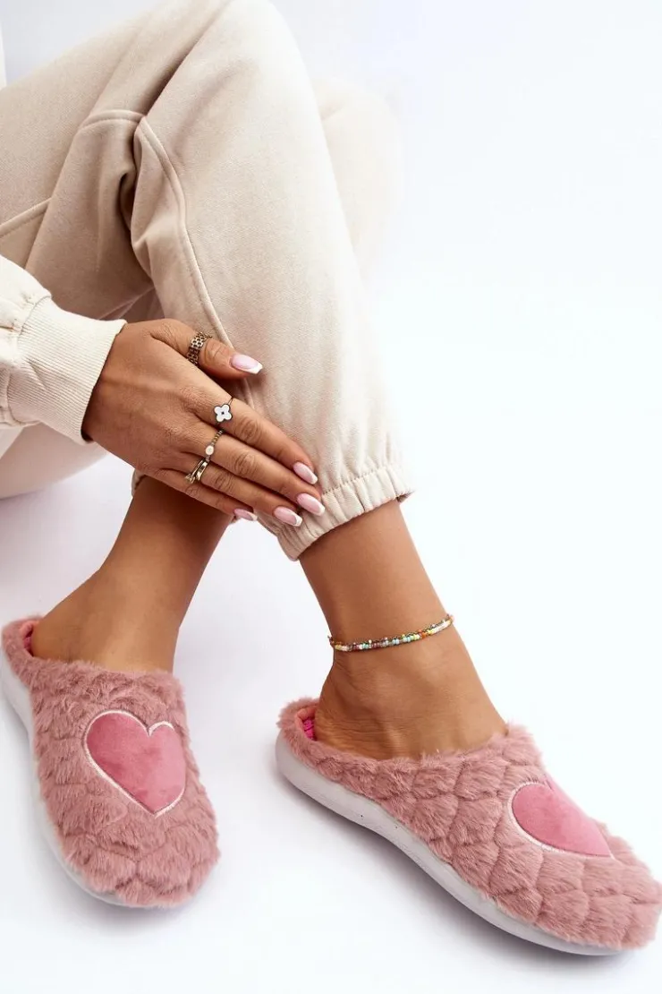 INBLU Kapcie Klasyczne|Klapki Damskie Klasyczne*Damskie Futrzane Obuwie Domowe Kapcie EC000099 Różowe
