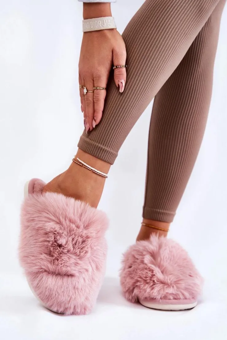 Boto Kapcie Klasyczne*Damskie Futrzane Papcie Różowe Sheryl