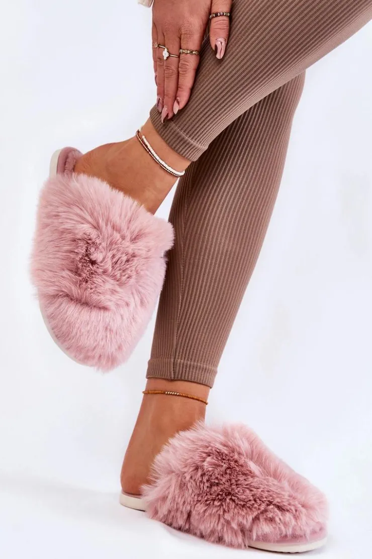 Boto Kapcie Klasyczne*Damskie Futrzane Papcie Różowe Sheryl