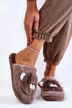 Online Boto Damskie Futrzane Papcie Z Misiem Brązowe Solly