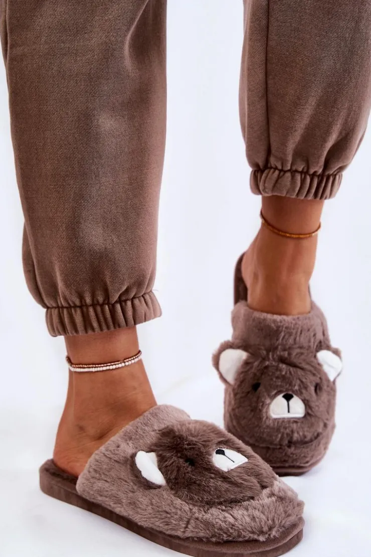 Online Boto Damskie Futrzane Papcie Z Misiem Brązowe Solly