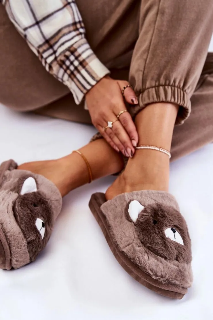 Online Boto Damskie Futrzane Papcie Z Misiem Brązowe Solly