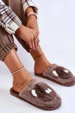 Online Boto Damskie Futrzane Papcie Z Misiem Brązowe Solly