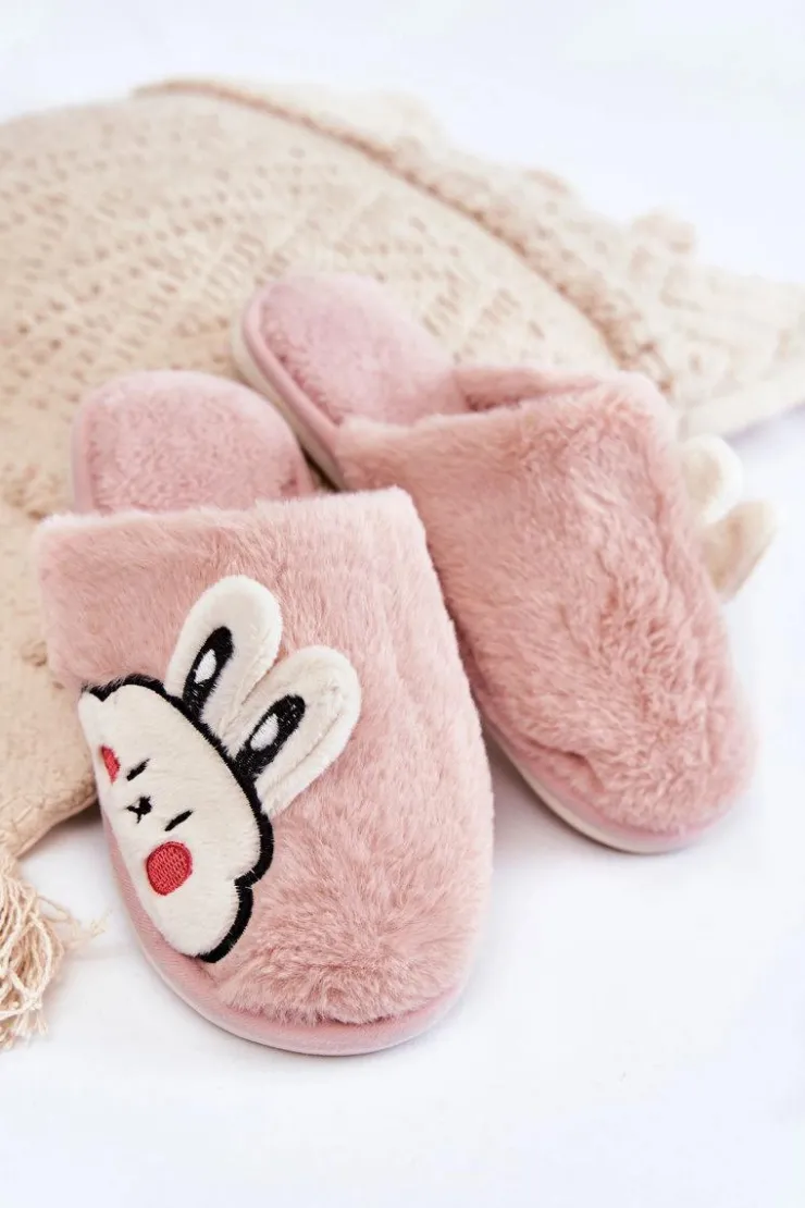 Sale Boto Damskie Futrzane Papcie Z Królikiem Różowe Trisha