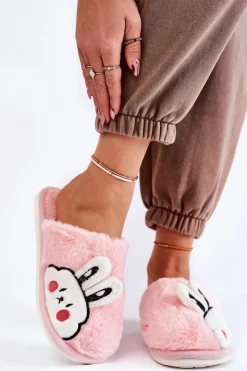 Damskie Boto Damskie Futrzane Papcie Z Królikiem Jasnoróżowe Trisha