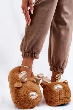 Boto Kapcie Klasyczne*Damskie Futrzane Wsuwane Papcie Renifery Jasnobrązowe Comet