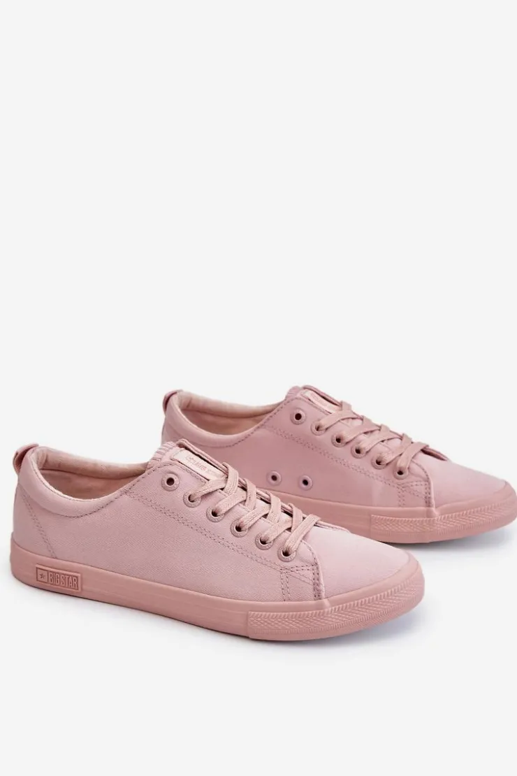 Damskie Big Star Shoes Damskie Gładkie Niskie Trampki Big Star LL274059 Różowe