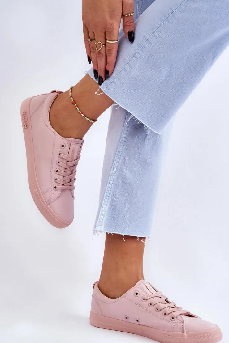 Damskie Big Star Shoes Damskie Gładkie Niskie Trampki Big Star LL274059 Różowe