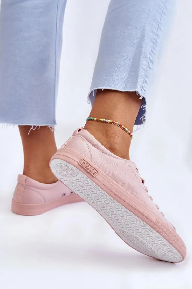 Damskie Big Star Shoes Damskie Gładkie Niskie Trampki Big Star LL274059 Różowe