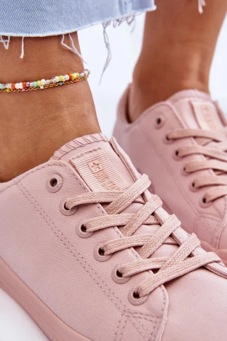 Damskie Big Star Shoes Damskie Gładkie Niskie Trampki Big Star LL274059 Różowe