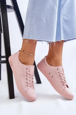 Damskie Big Star Shoes Damskie Gładkie Niskie Trampki Big Star LL274059 Różowe