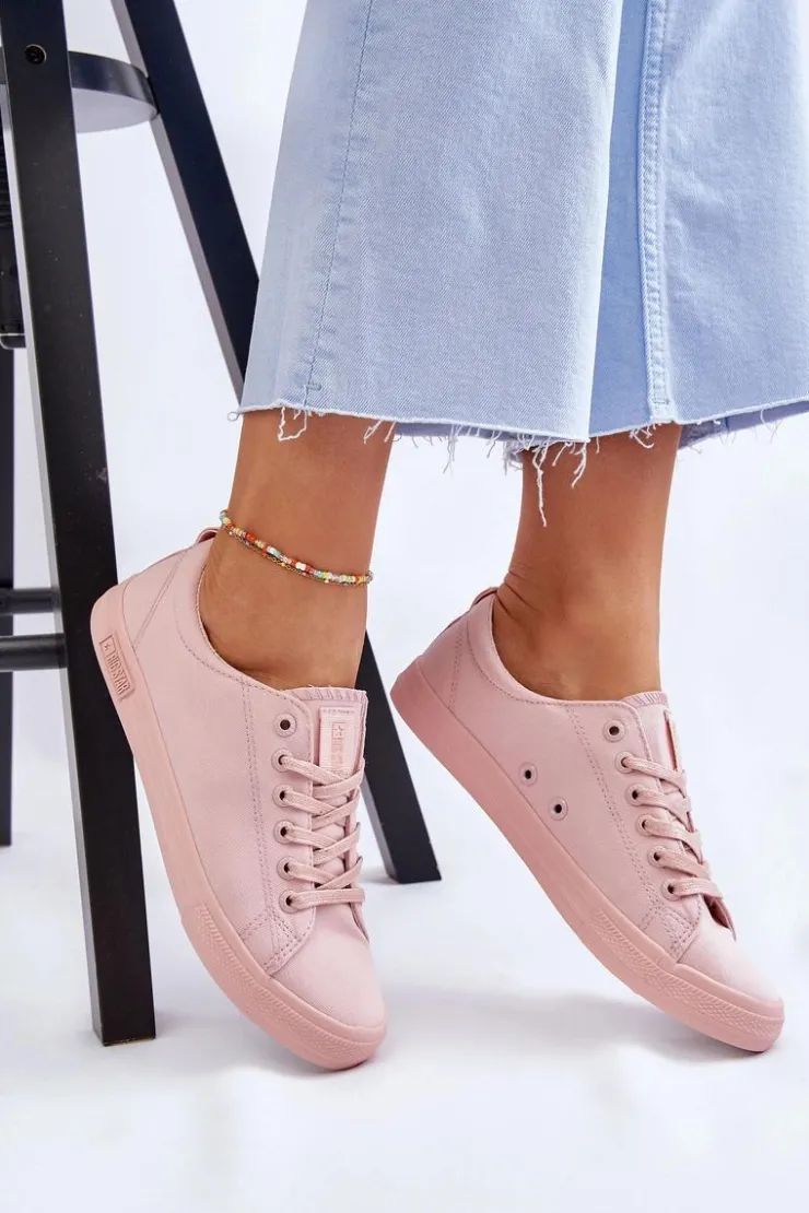 Damskie Big Star Shoes Damskie Gładkie Niskie Trampki Big Star LL274059 Różowe