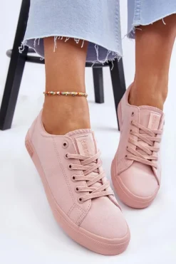 Damskie Big Star Shoes Damskie Gładkie Niskie Trampki Big Star LL274059 Różowe