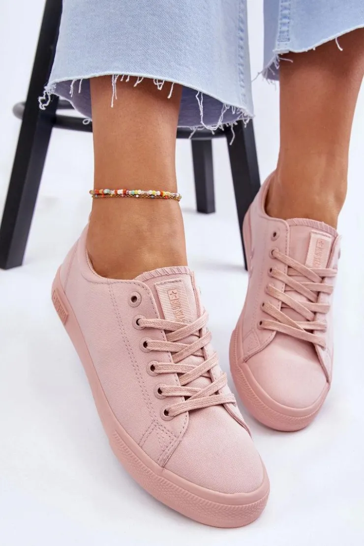 Damskie Big Star Shoes Damskie Gładkie Niskie Trampki Big Star LL274059 Różowe