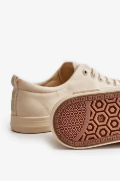 Big Star Shoes Damskie Gładkie Niskie Trampki Big Star LL274061 Beżowe