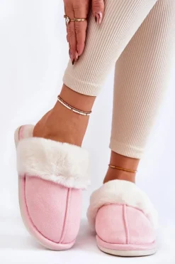 Boto Damskie Gładkie Papcie Z Futerkiem Różowe Morisea