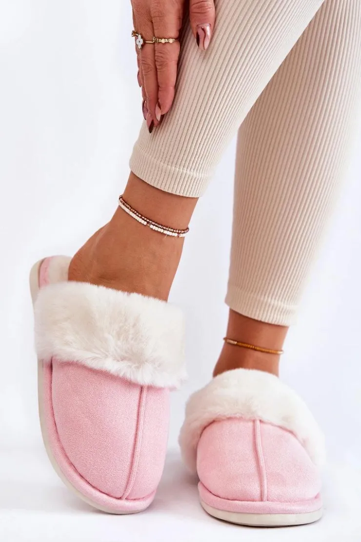 Boto Damskie Gładkie Papcie Z Futerkiem Różowe Morisea