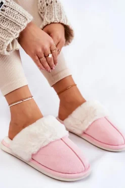 Boto Damskie Gładkie Papcie Z Futerkiem Różowe Morisea