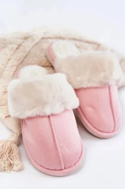 Boto Damskie Gładkie Papcie Z Futerkiem Różowe Morisea