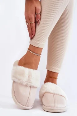 Damskie Boto Damskie Gładkie Papcie Z Futerkiem Jasnobeżowe Morisea