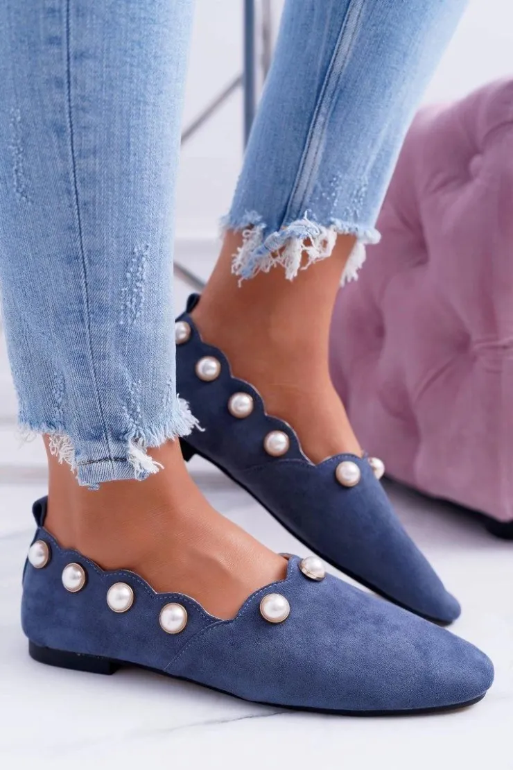 Boto Baleriny Klasyczne*Damskie Granatowe Baleriny Lu Boo Milis