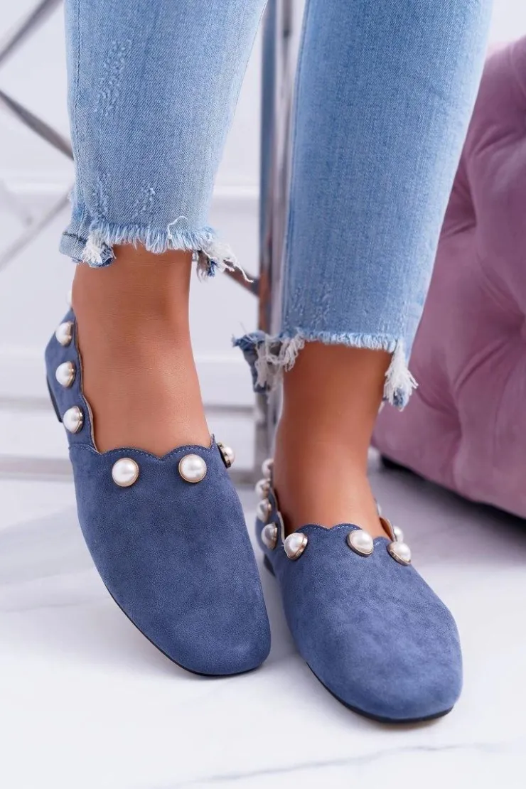 Boto Baleriny Klasyczne*Damskie Granatowe Baleriny Lu Boo Milis