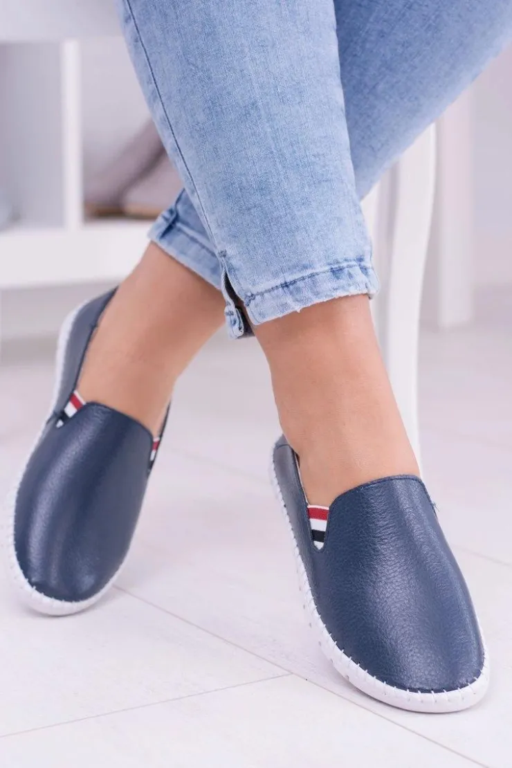 Boto Półbuty Skórzane|Mokasyny Damskie Skórzane*Damskie Granatowe Skórzane Tenisówki Bellara