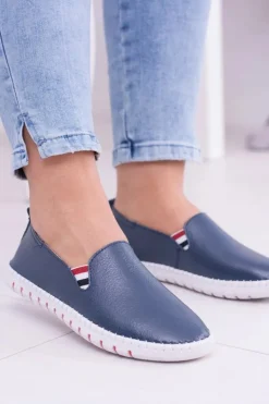 Boto Półbuty Skórzane|Mokasyny Damskie Skórzane*Damskie Granatowe Skórzane Tenisówki Bellara