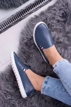 Boto Półbuty Skórzane|Mokasyny Damskie Skórzane*Damskie Granatowe Skórzane Tenisówki Bellara