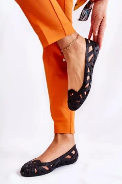 Boto Baleriny Klasyczne*Damskie Gumowe Baleriny Czarne Indila