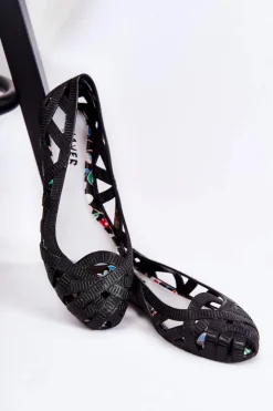 Boto Baleriny Klasyczne*Damskie Gumowe Baleriny Czarne Indila