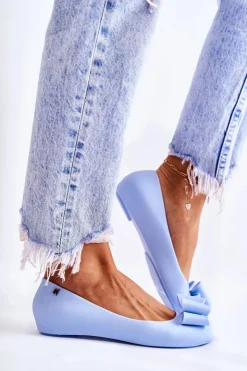 Boto Baleriny Klasyczne*Damskie Gumowe Baleriny Z Kokardą Niebieskie Florret