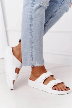 Hot Evento Damskie Gumowe Klapki Białe Stacy